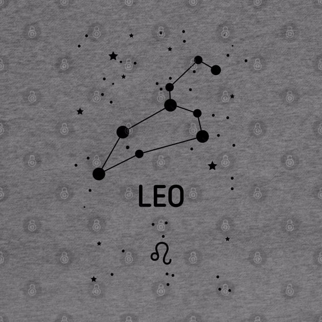 Leo Zodiac Sign Constellation (Black Print) by The Cosmic Pharmacist